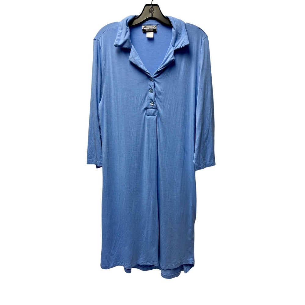 Magellan's Travel Gear L Blue Dress Bamboo Rayon Polo 3/4 Sleeve Travel Stretch - Picture 1 of 3